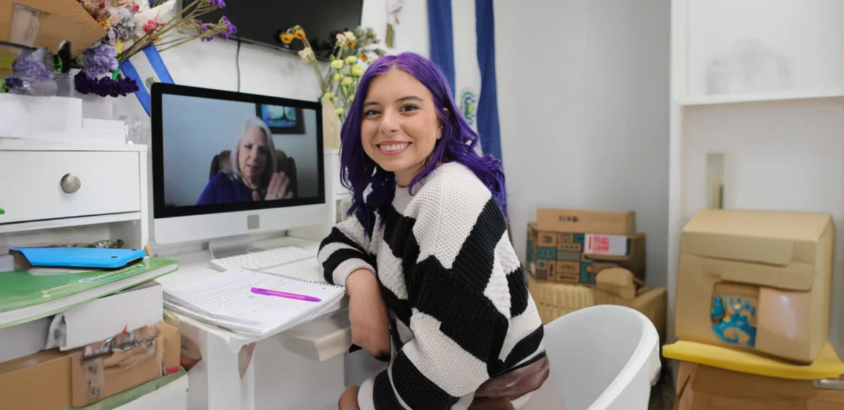 student girl smiling at home